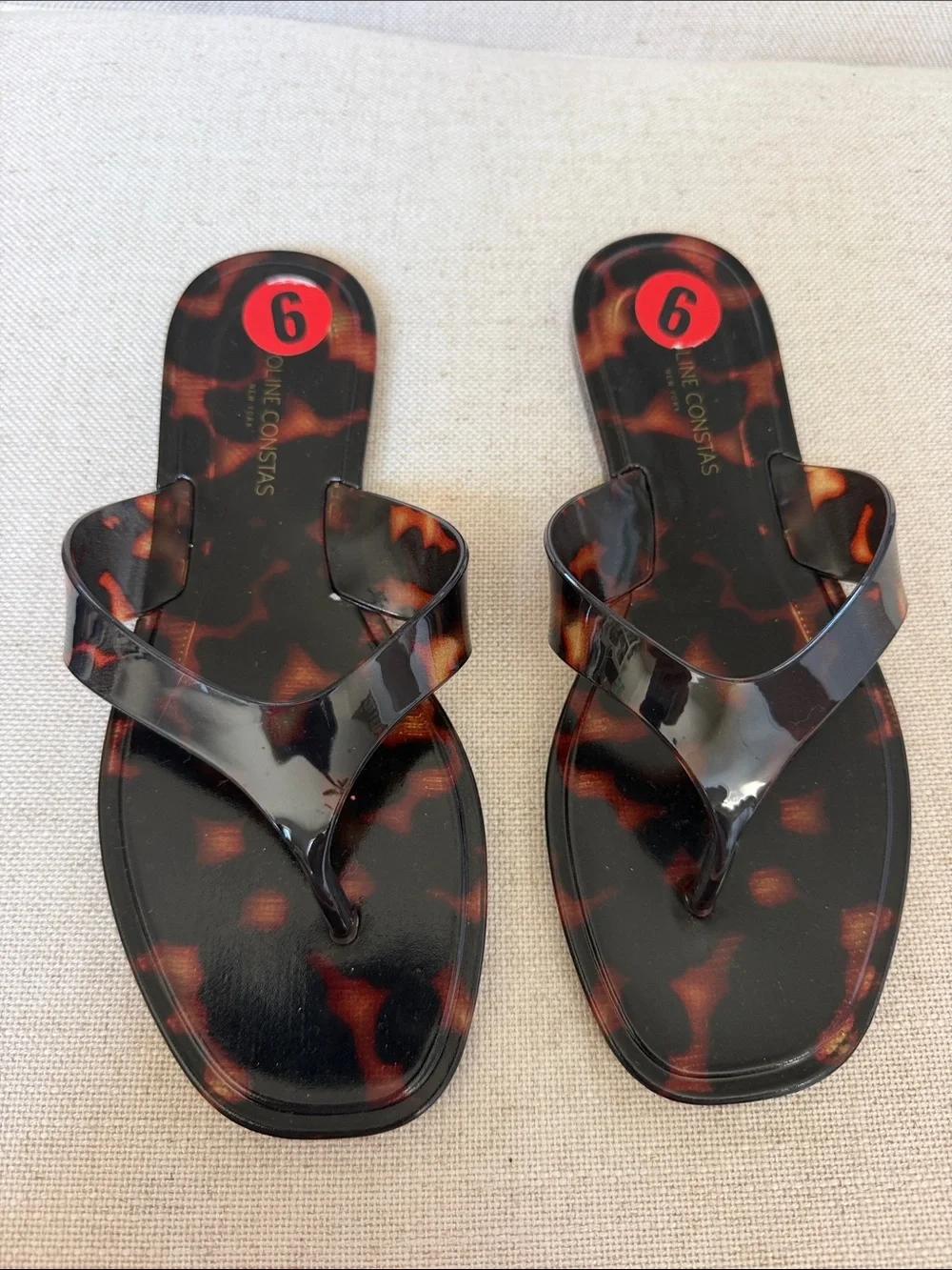 Caroline Constas Tropic Jelly Tortoise Thong Sandals Size 6
